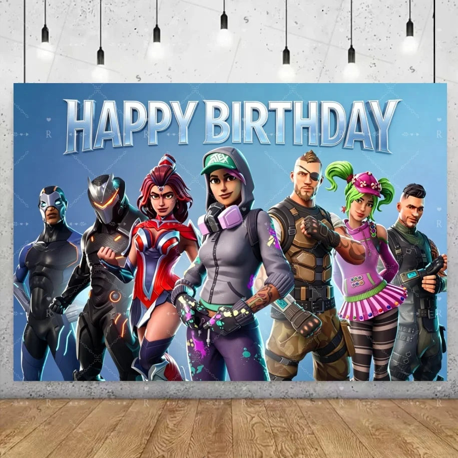 Fortnite Game Theme Birthday Party Decoration Background Fortnite Gamer Banner Boys Girls Photography Supplies Backdrop Kid Gift