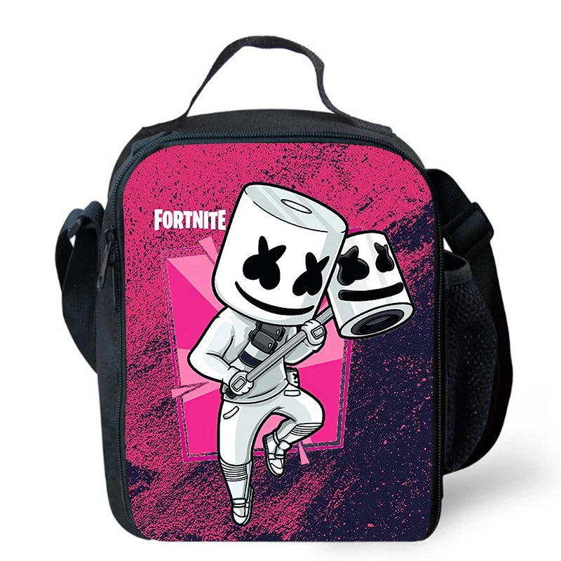 Risankasta torba za kosilo Fortnite, prenosna izolirana torba za kosilo, večkratno uporabna torba za shranjevanje hrane, primerna za otroke in študente.
