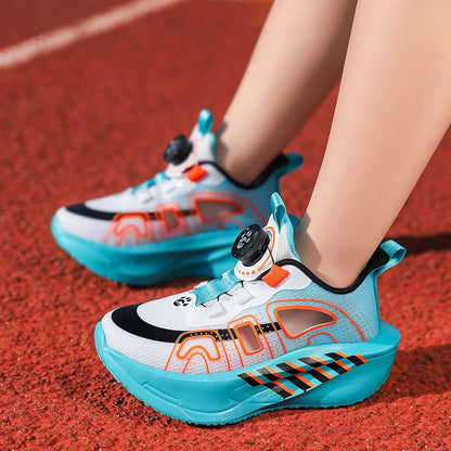 Children's Running Shoes Comfortable Mesh Boys Outdoor Training Shock-Absorbing Tennis Shoes New Hollow Breathable Casual Shoes