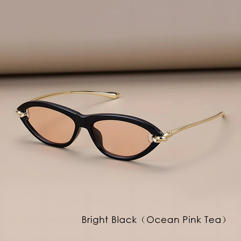 Trendy Luxury Brands Women's Cat Eye Tortoiseshell Sunglasses UV400 Oval Glasses For Woman Fashion Designer Classical Glasses