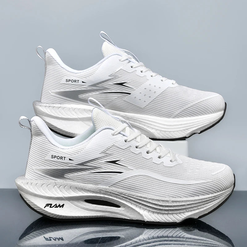 Scarpe sportive da running Marathon da uomo, con piastra in carbonio, cuscino d’aria, traspiranti e leggere, sneakers atletiche da donna comode e antiscivolo