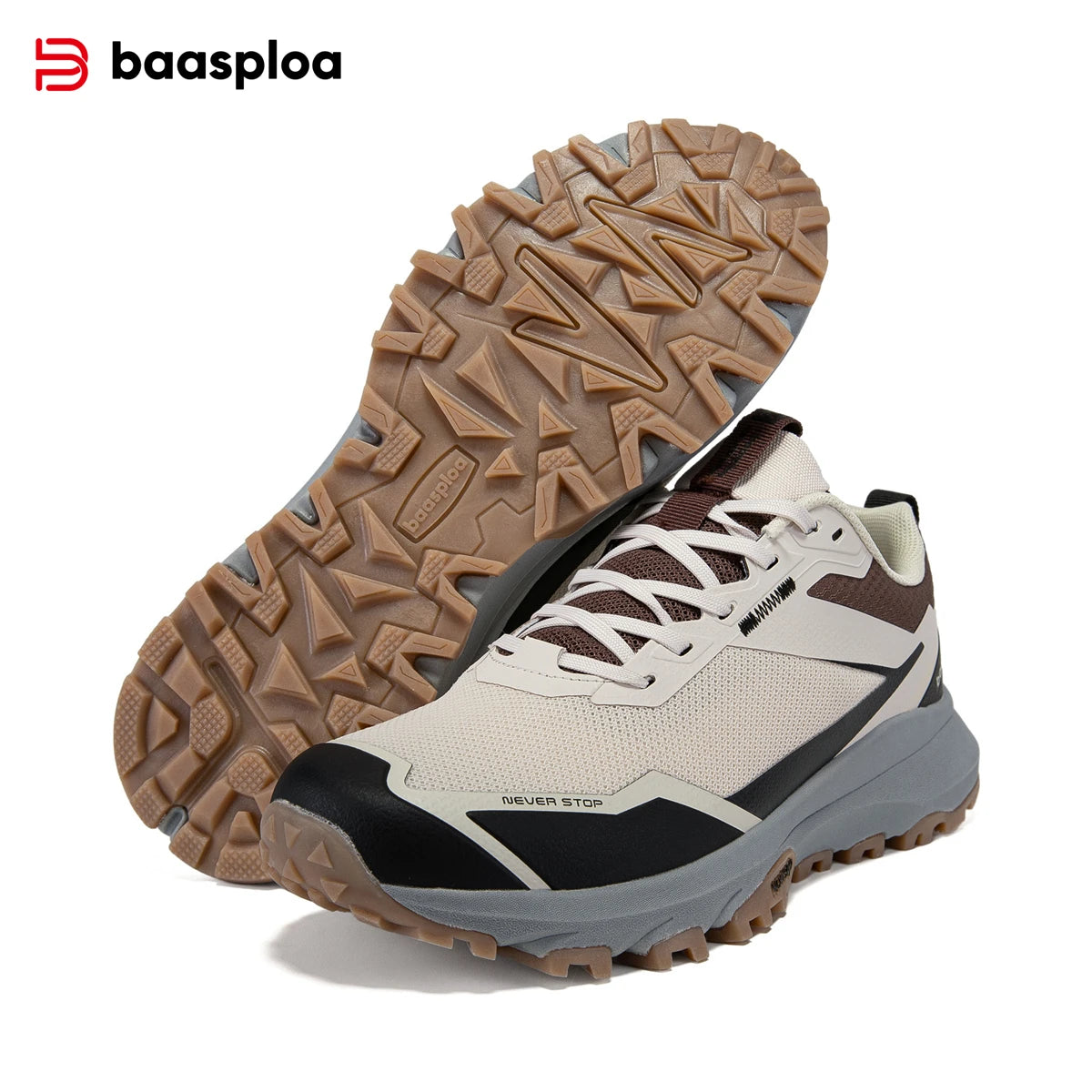 Baasploa Men Hiking Sneakers Outdoor Fashion Lightweight Breathable Shoes Male Casual Anti-Skid Wear-Resistant Climbing Shoes