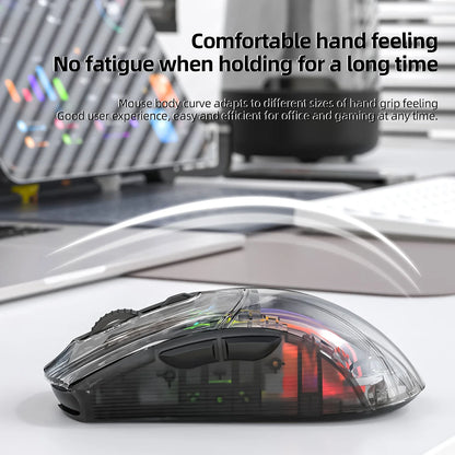 Attack Shark X2PRO Bluetooth Mouse, Tri-Mode, RGB Lights, Magnetic Charging, Transparent, Battery Indicator, Computer Phone