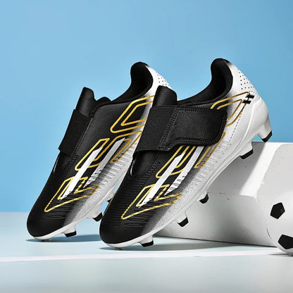Chaussures de football professionnelles pour hommes, sans lacets, antidérapantes, pour jeunes, crampons FG/TF, entraînement sur terrain, crampons rapides pour le football.