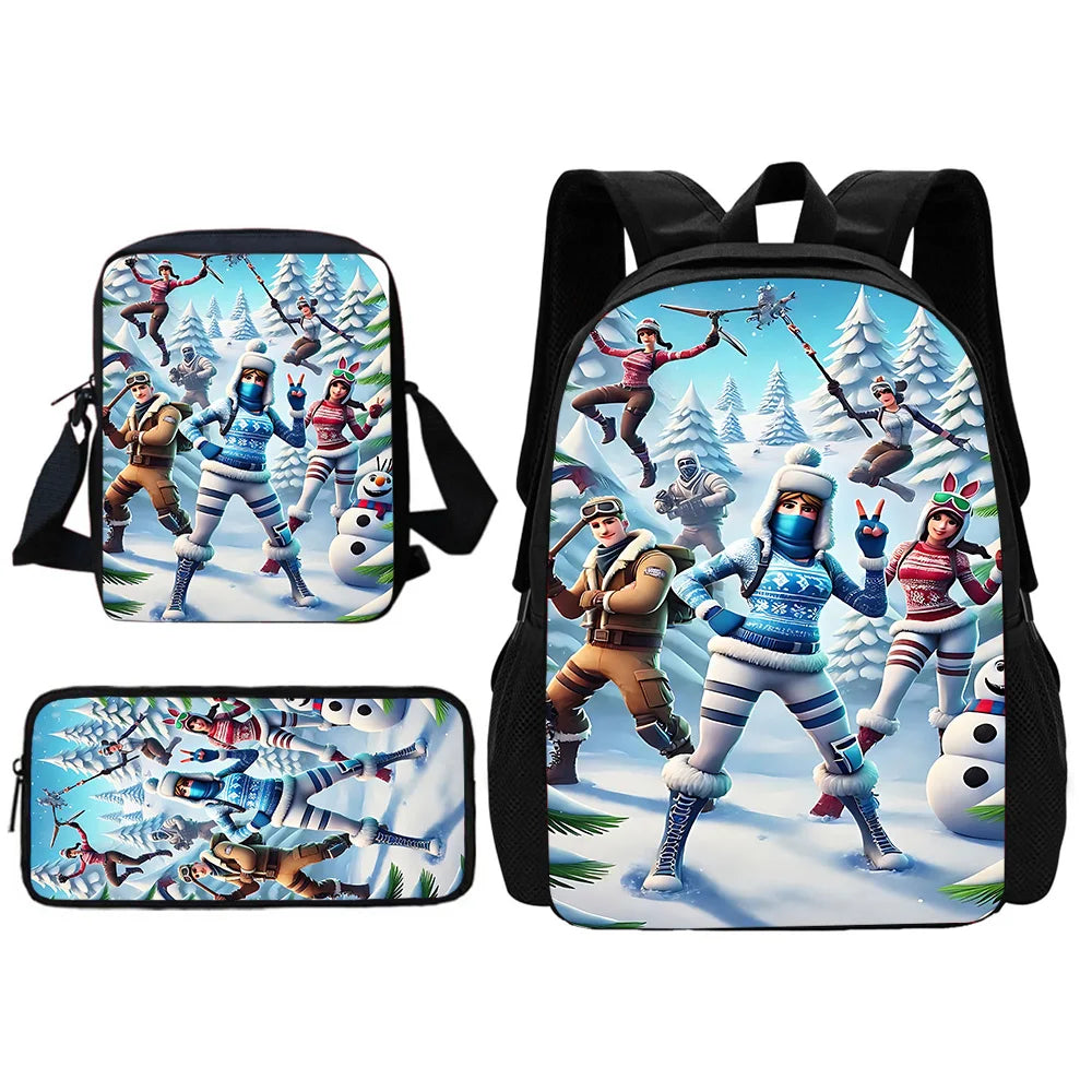 Hot Game Shooting Fortnite Child School Backpack with Shoulder Bag and Pencil Bags, School Bags for Boys and Girls, Best Gift