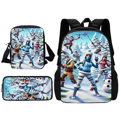 Hot Game Shooting Fortnite Child School Backpack with Shoulder Bag and Pencil Bags, School Bags for Boys and Girls, Best Gift