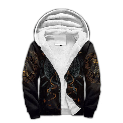 Mjolnir Odin Raven Wolf Tattoo 3D Printed Mens Winter Thicker Zip Hoodie Unisex Casual Hooded Tracksuit Warm Fleece Jacket KD16