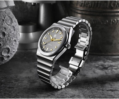San Martin 40mm Men Sports Watch SS Brushed Dial Integrated Bracelet Miyota 90S5 Original Design Automatic Mechanical SN0149
