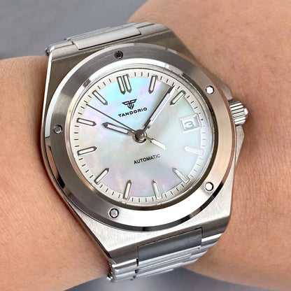 Tandorio 200M Diving 40mm Black White Shell Dial Lume NH35 Automatic Men Watch Sapphire Glass Stainless Steel Bracelet 2025