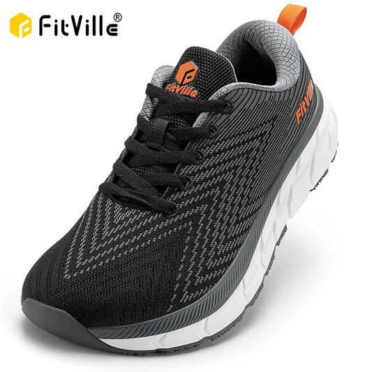 FitVille Men's Shoes Wide Toe Box Cushioned Extra Wide Width Non-Slip Running Shoe Comfortable Lightweight Sneakers For Wide Feet