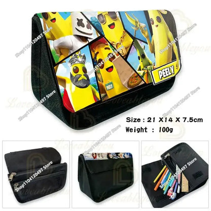 Victory Royale Student Boys Girls Fortnite Capacity Stationery Pencil Case Peely Llama Hero Children's Pen Box Kids Teen Bags
