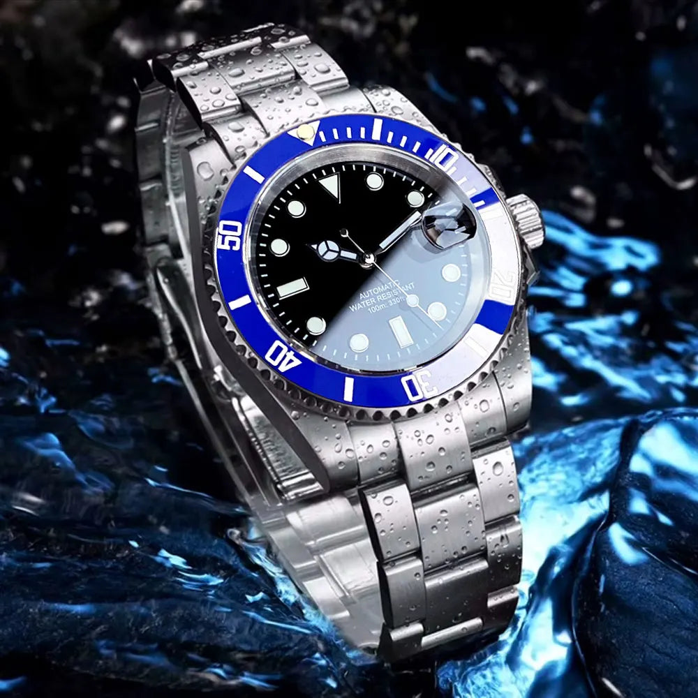 Orologio da uomo automatico 200m impermeabile Miyota8215, orologio subacqueo 40mm con movimento meccanico, luminoso, cinturino Jubilee e fibbia Glide Lock