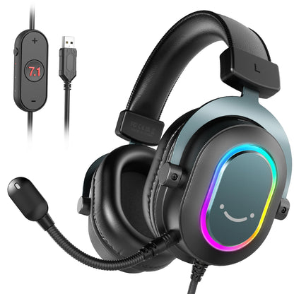 Auriculares gaming RGB FIFINE con micrófono – Auriculares USB circumaurales con cable, sonido envolvente 7.1, para PC, PS4 y PS5, con modos EQ y aislamiento de ruido