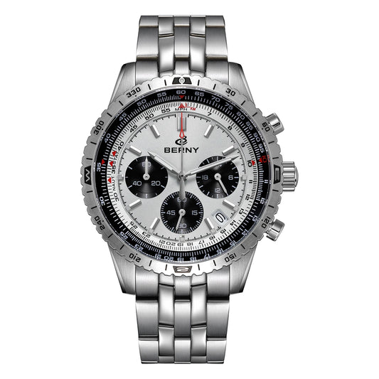 BERNY Chronograph Watches for Men Aviation Multifunction Quartz Men's Watch Date Sapphire Super Luminous Luxury Wristwatch