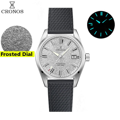 Cronos Men Watch 39mm Automatic Wristwatches White Dial Solid Links Sapphire 10 ATM L6037M
