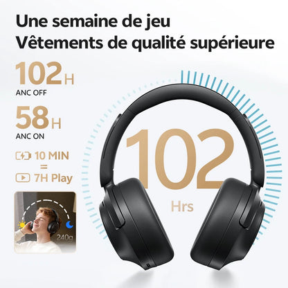 Auriculares circumaurales QCY H3S ANC Bluetooth 6.0 – Audio espacial Hi-Res LDAC, cancelación de ruido adaptativa de -56dB, auriculares inalámbricos