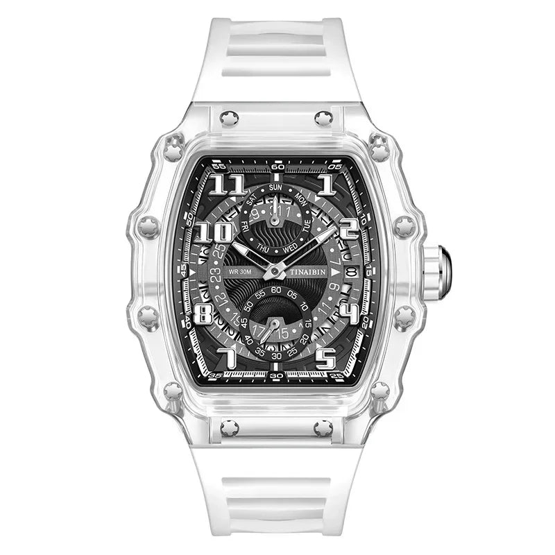 Unique Blue Fashion Brand Men's Watches Silicone Strap Waterproof Out Door Sport Military Watches for Men Multi Function Luxury
