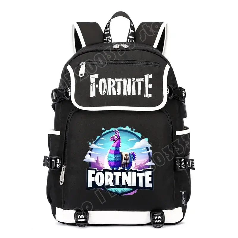 Mochila Fortnite de Grande Capacidade, Saco de Ombro Casual com Porta USB, Unissexo, Estilo Anime, para Estudantes, Nova Mala Escolar Elegante, Presente de Papelaria