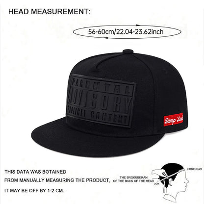 2025 Personalized New ADVISORY Embroidered Street Dance Hip Hop Hat Outdoor Leisure Sunshade Hat Flat Edge Baseball Hat Unisex