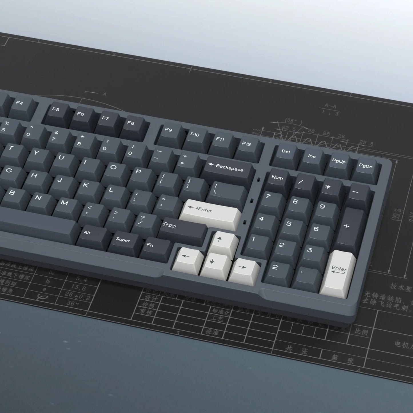 KBDiy 174 Tasten/Set PBT GMK Apollo Tastenkappen, Double-Shot, minimalistisches ISO-Cherry-Profil, für mechanische Gaming-Tastaturen, Tastenkappen für MX
