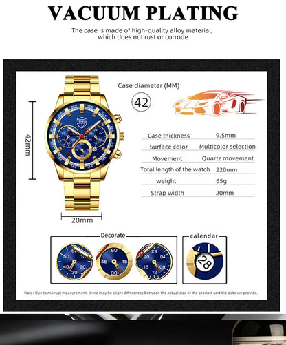 Fashion Men's Watches Business Stainless Steel Quartz Wrist Watch Calendar Date Male Casual Sports Luminous Clock