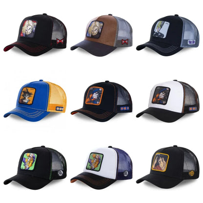 Dragon Ball Son Goku-baseballkasket til mænd, sommerkasket til rejser, broderet hiphop-solskærm, justerbar trucker-meshkasket