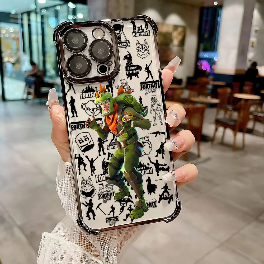 Hot Game F-Fortnites Plating Phone Case for Samsung A37 A57 A07 A36 A16 A06 A35 A55 A25 A26 A05s A15 A54 A34 A24 A14 A05 4G 5G