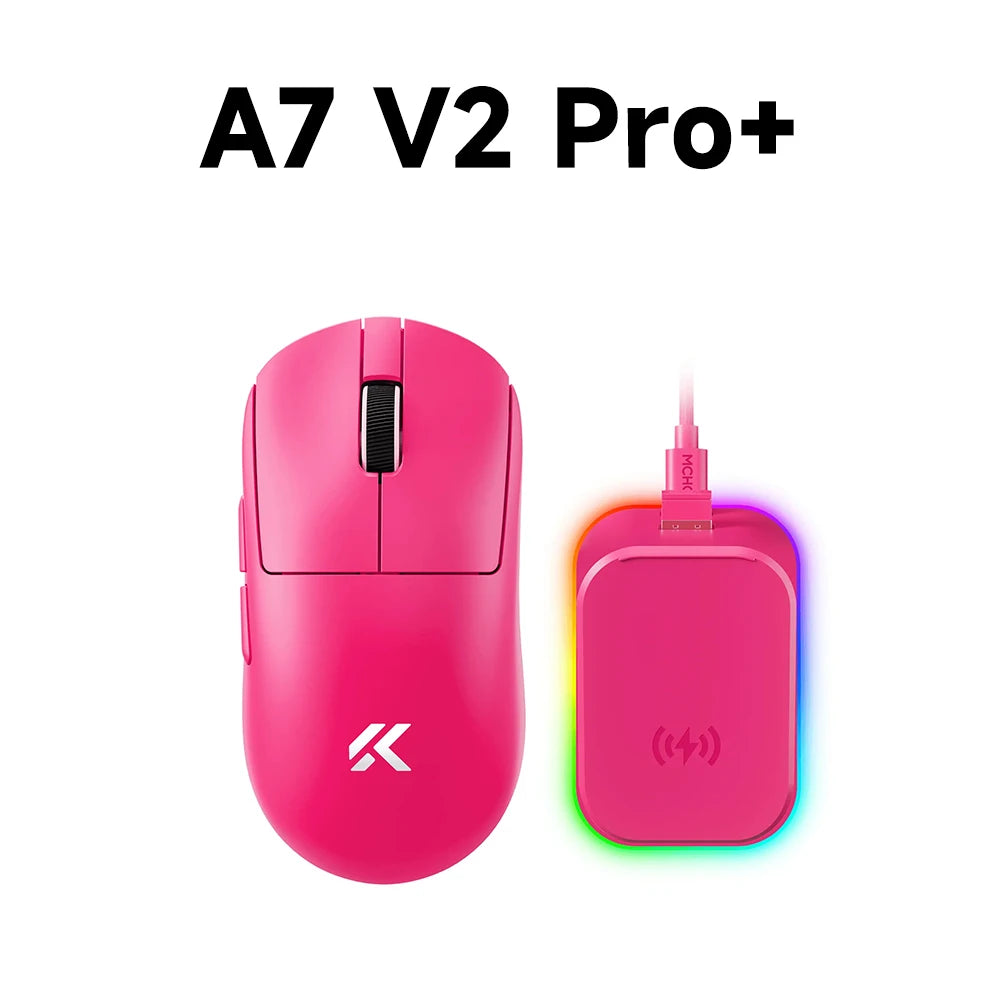 MCHOSE A7 V2 mouse da gaming wireless leggero, doppia frequenza di polling 8,000Hz, PAW3950 TI, mouse per gaming, eSport e ufficio