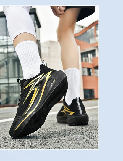 Ténis de corrida com placa de carbono para maratona, para homem e mulher, desportivos, respiráveis, leves, confortáveis e antiderrapantes