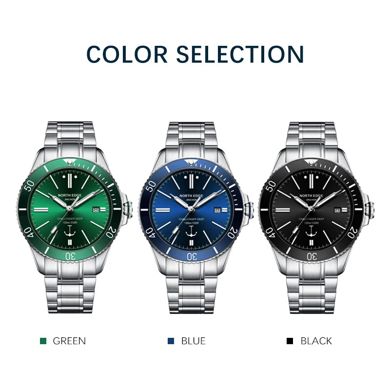 NORTH EDGE 42mm Men Mechanical Wristwatch Luxury Sapphire Glass MIYOTA 8215 Automatic Watches 10bar Waterproof Watch Men ANCHOR