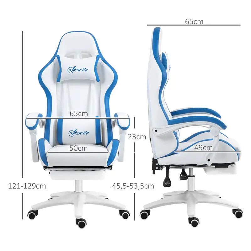 Ergonomic Gaming Chair with Footrest, Adjustable Headrest & Lumbar Support, 135° Reclining Gaming Chair, Height Adjustable Home Office Computer Chair 120KG