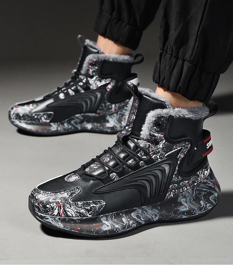 Herrenstiefel Neue Winterschuhe Warme Herrenschuhe Wasserdicht Rutschfest Plüsch-Sneaker Herren-Tennisschuhe Stiefel Herren-Sneaker Winter