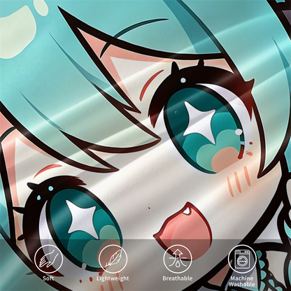 Hatsune Miku Chibi Style påslakanset – Söt anime-sängklädsel med örngott – Spelrum – Tonåringars och barns sovrumsinredning – Present till fans