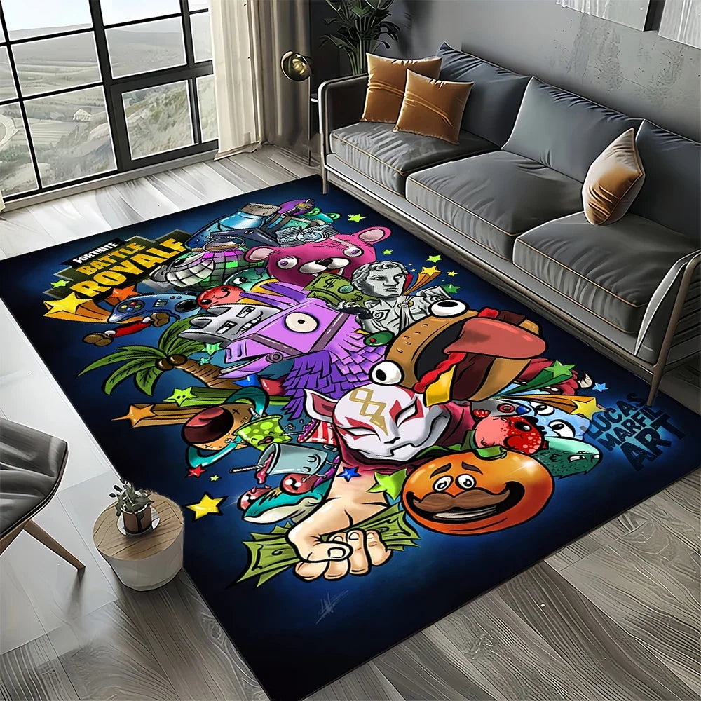 2025 Games 3D F-Fortnite Cartoon Carpet Rug for Living Room Bedroom Home Sofa Decoration,Kids play Area Rug Non-slip Floor Mat
