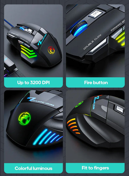 Ergonomic Wired Gaming Mouse 7 Buttons LED 3200 DPI USB Computer Gamer Mouse iMICE X7 Gaming Mouse and mouse pads For PC Laptop