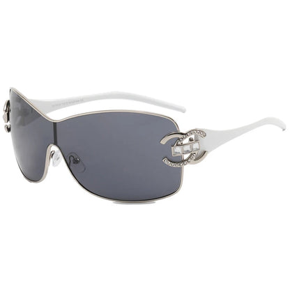 Luxury Rhinestone Punk Oversized One - Piece Frame Y2K Women's Sunglasses Trendy Brand Summer Men Sunglass Travel  Eyewear UV400