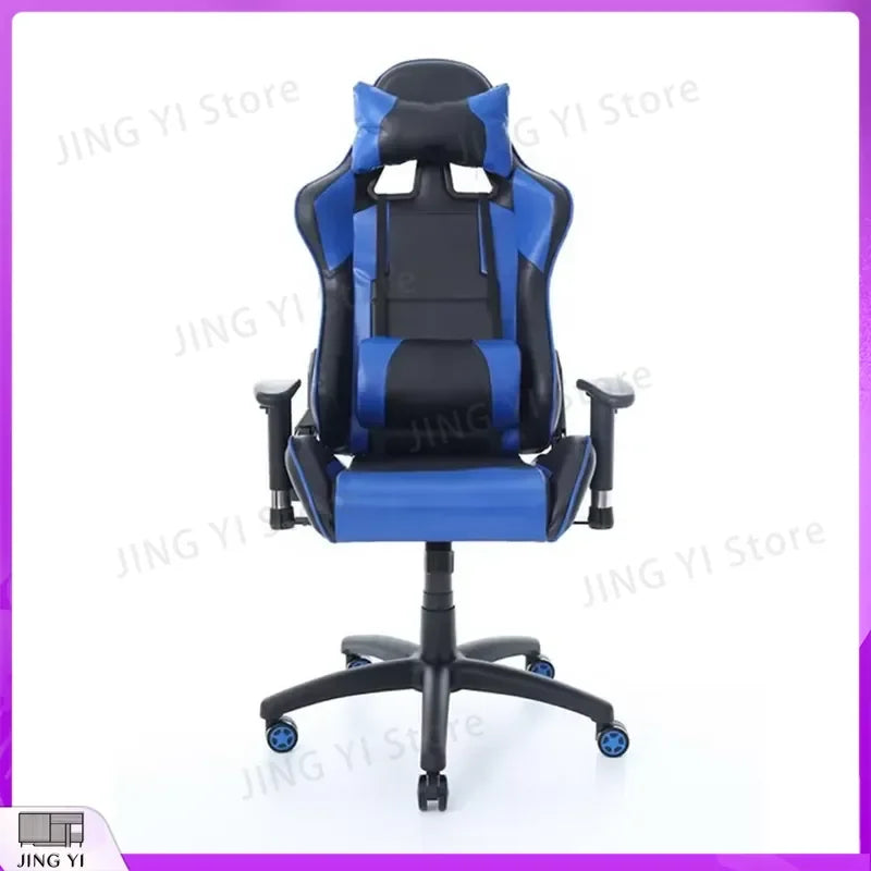 Chaise de jeu ergonomique avec fonction de massage, hauteur réglable, inclinable, en cuir PU, chaise de bureau, pédale repose-pieds, chaise d'ordinateur