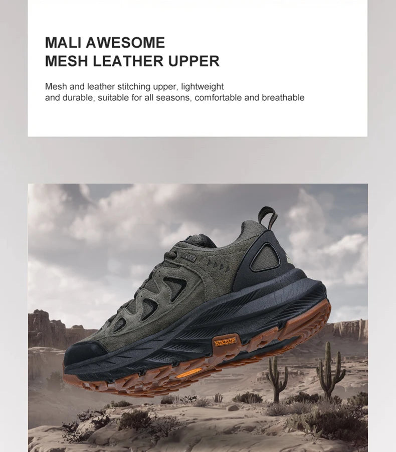 ‌Hikeup Men's Outdoor Hiking Shoes Lightweight Energy Return Trekking Walking Sports Shoes with Strong Grip & Support