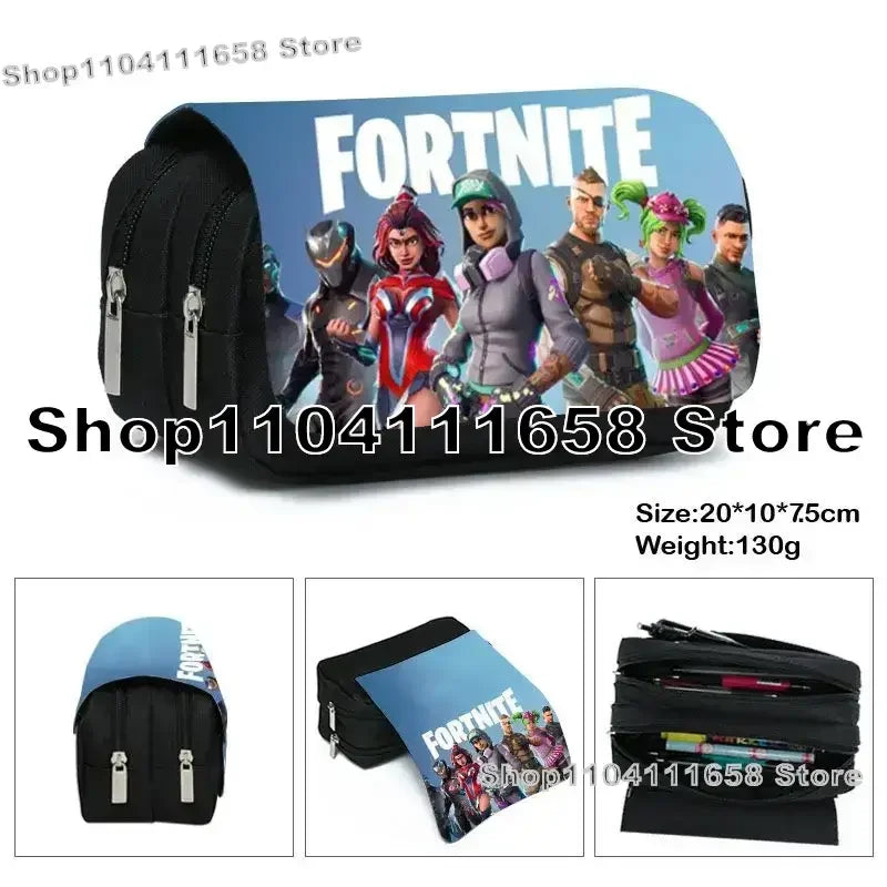 Fortnite Large Capacity Waterproof Velcro Pencil Case, Student Black Estuche Stationery School Pennenzak Supplies