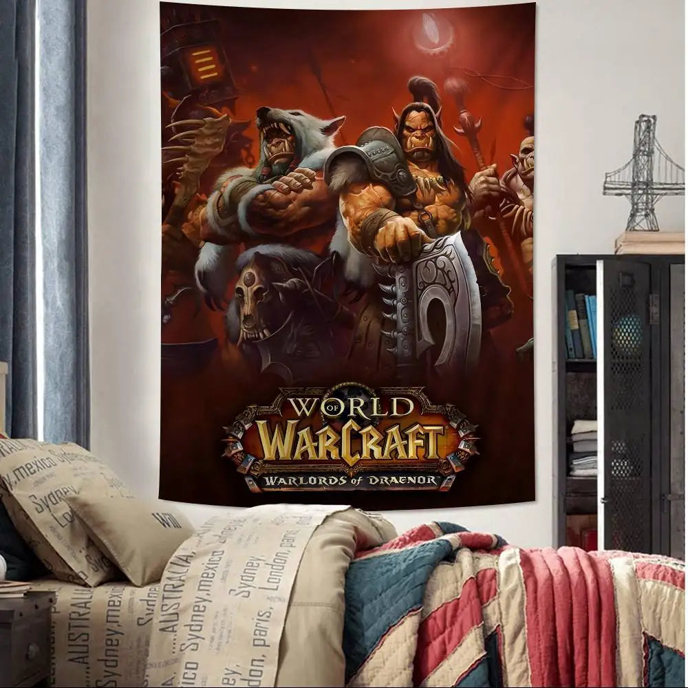 Duża drukowana makatka ścienna World Of Warcraft Hot Game, tania hipisowska dekoracja ścienna, boho makatki ścienne z mandalą, dekoracja do domu