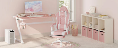 WOLTU Swivel Computer Chair with Massage Function Ergonomic Office Chair with Pillow & Footrest Height Adjustable Gaming Chair
