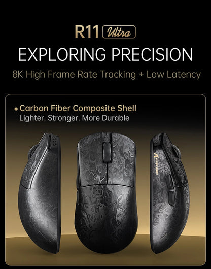 Attack Shark R11 Ultra 8K Carbon Fiber Gaming Mouse, PAW3950MAX, 49g Ultra-Lightweight, Wireless 8000Hz Polling, Tri-Mode