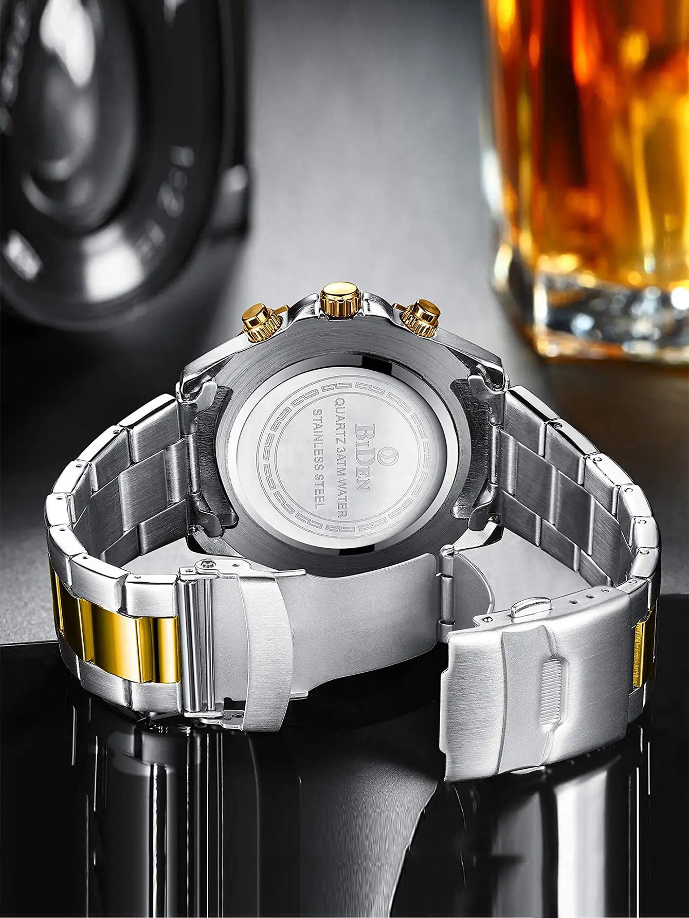 BIDEN Multi-functional men's quartz watch luxury waterproof night light business style diving series casual fashion watch