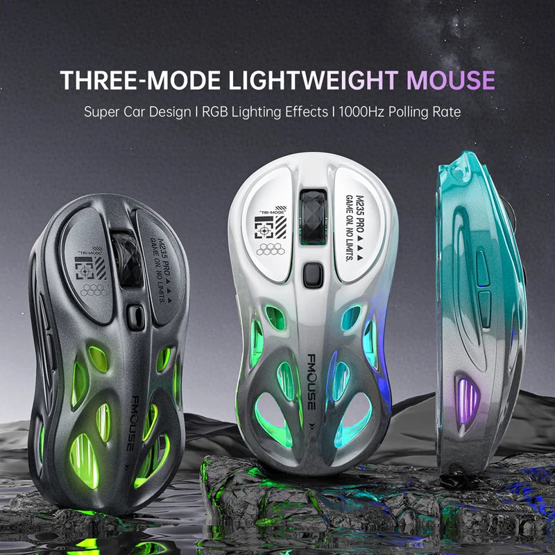 Kabellose 2.4G Tri-Mode RGB Gaming-Maus mit leichtem Hohl-Design, Chroma-Beleuchtung, kabelgebunden, Bluetooth, E-Sports-Maus-Controller