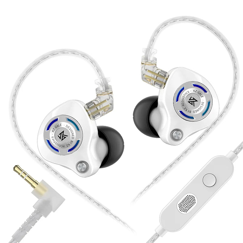 Auriculares IEM Gaming KZ Gale – Monitor In-Ear HiFi con driver superlineal y cable desmontable de 2 pines chapado en plata