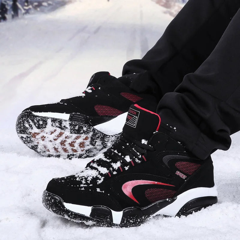 Men's Snow Boots Winter Warm Couple Casual Sneakers Fashion Leather Outdoor Sport Running Tennis Men Non-Slip Big Size 48 Trainer