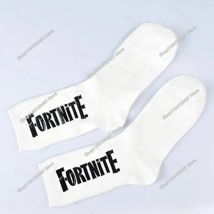 FORTNITE Sportsocken Sommer Schwarz Weiß Atmungsaktive Low-Cut-Socken No-Show Baumwolle Weiche Sport- und Freizeitsocken Kurz