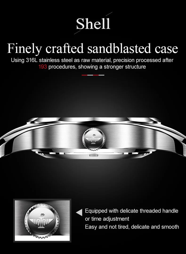 OUPINKE 3169 Japan Movement Men's Watch Classic Luxury Men's Watches Tungsten Steel Strap Man Wristwatch