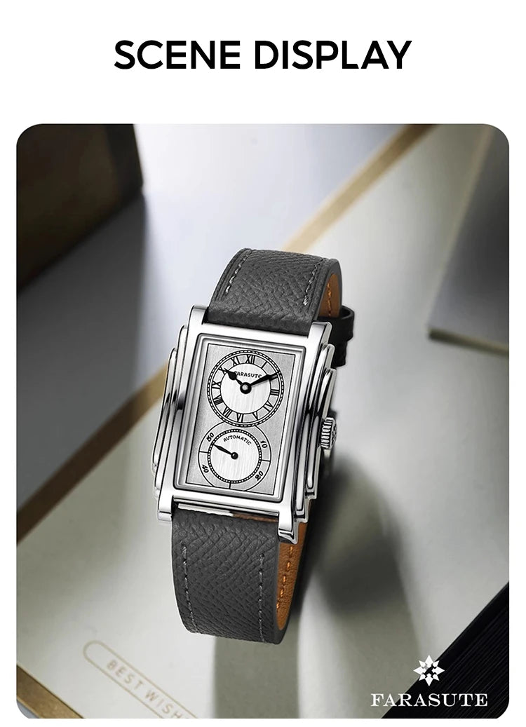 FARASUTE Luxury Fully Automatic Mechanical Men's Watch Seagull Sports Sapphire Stainless Steel Doctor Wristwatch reloj hombre 