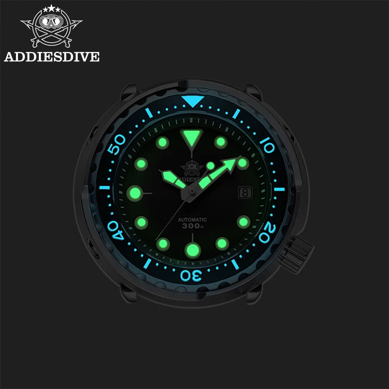 ADDIESDIVE2025 New Men's Mechanical Watch 8215 Movement Sapphire Glass Stainless Steel Watch Night Light Waterproof Diving Watch